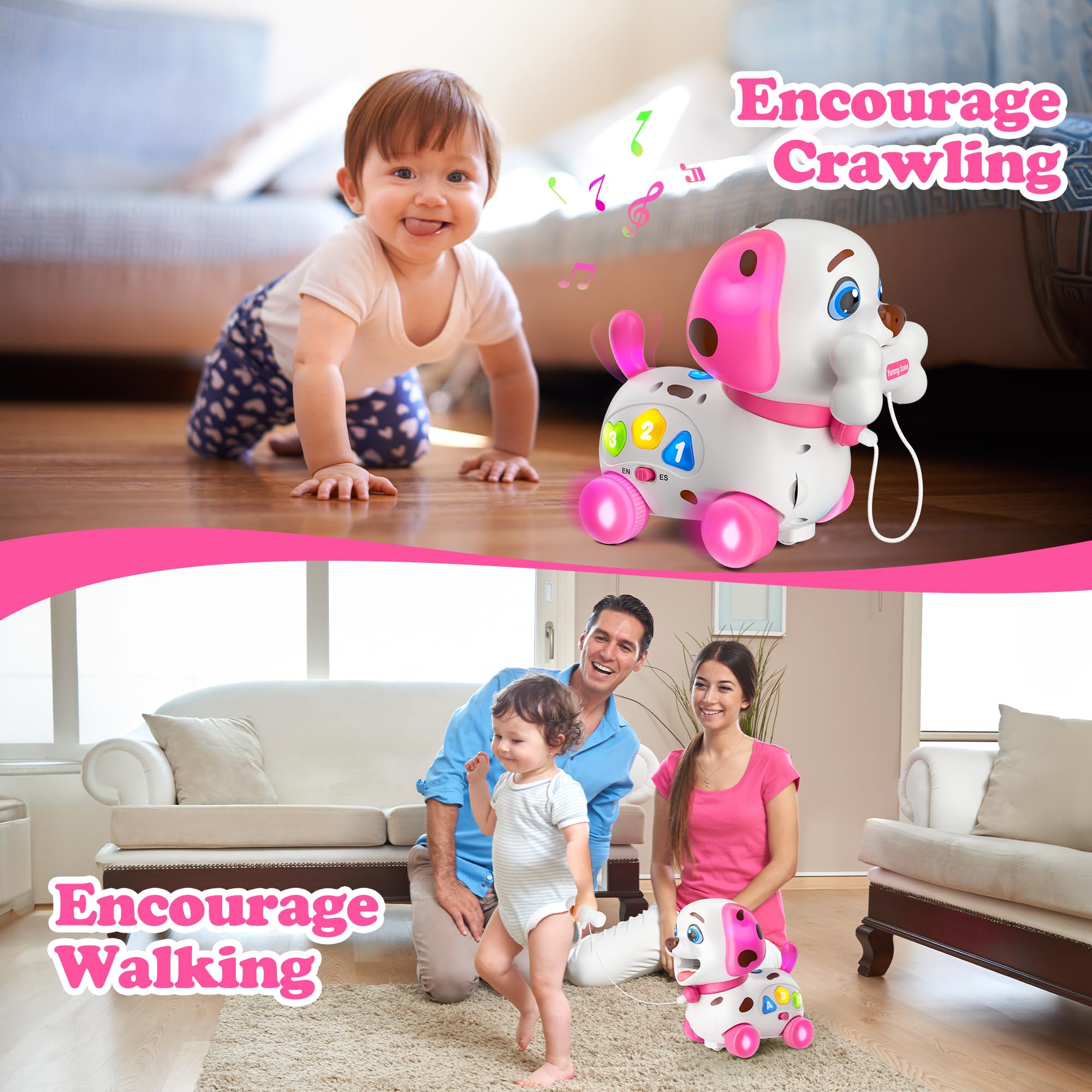 Musical Toys for 1 Year Old Girl Gifts, Bilingual Baby Toys 6-12-18 Months, First 1st Birthday Girl Gifts for Boy, Learning Educational Toddlers Puppy for 1 Year Old Boy Present